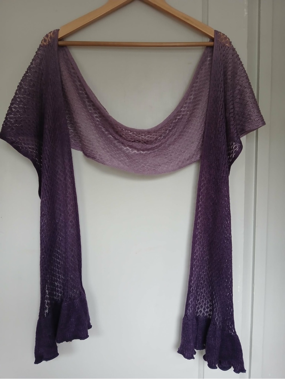 Ombre Purple Knit Shawl Scarf - Wool Blend